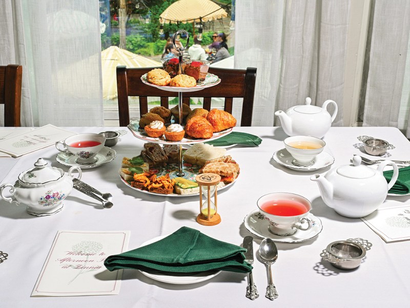 Zinnia dining table set up for tea