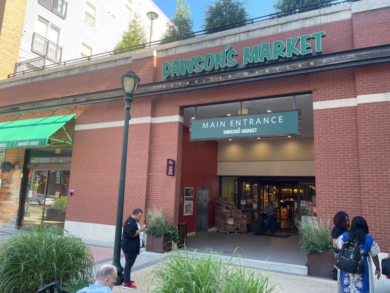 a storefront with a sign "Dawson's Market"