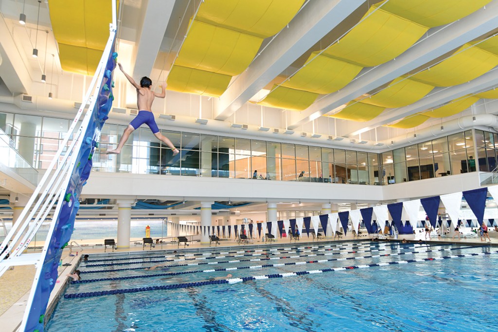 Jumping around and having fun at the indoor Silver Spring Recreation and Aquatic Center.